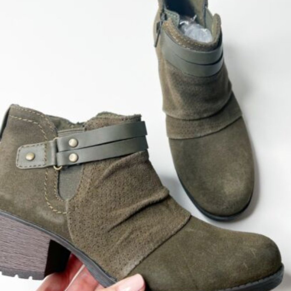 NEW $100 Olive Suede EARTH ORIGINS Odel Ankle Boot Sz 9